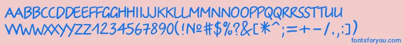 Czcionka Irinac – niebieskie czcionki na różowym tle