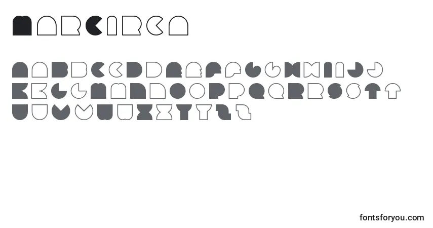 Czcionka MarCirca – alfabet, cyfry, specjalne znaki