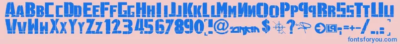 LinkninPark-Schriftart – Blaue Schriften auf rosa Hintergrund