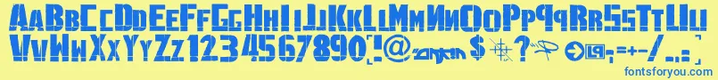 Czcionka LinkninPark – niebieskie czcionki na żółtym tle