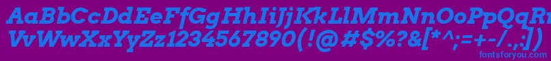 フォントArvoBoldItalic – 紫色の背景に青い文字