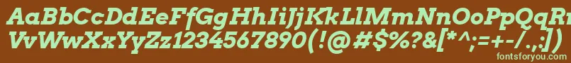 Шрифт ArvoBoldItalic – зелёные шрифты на коричневом фоне