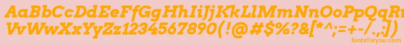 フォントArvoBoldItalic – オレンジの文字がピンクの背景にあります。