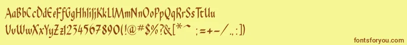 Pendragonflf-fontti – ruskeat fontit keltaisella taustalla