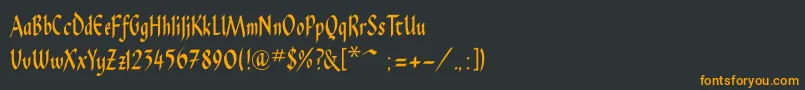 Pendragonflf-Schriftart – Orangefarbene Schriften auf schwarzem Hintergrund