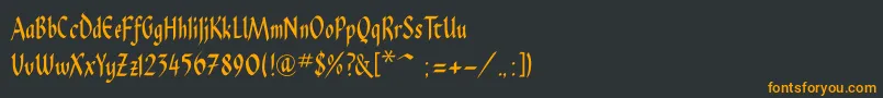 フォントPendragonflf – 黒い背景にオレンジの文字