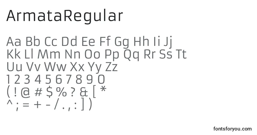 A fonte ArmataRegular – alfabeto, números, caracteres especiais
