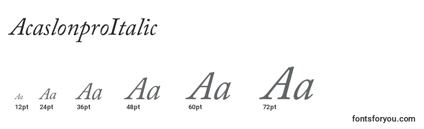 AcaslonproItalic Font Sizes
