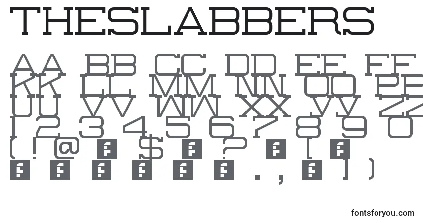 A fonte TheSlabbers – alfabeto, números, caracteres especiais