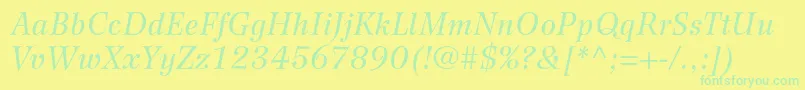 WilkeltstdItalic Font – Green Fonts on Yellow Background