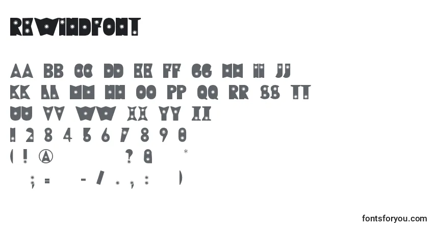 Fuente RewindFont - alfabeto, números, caracteres especiales