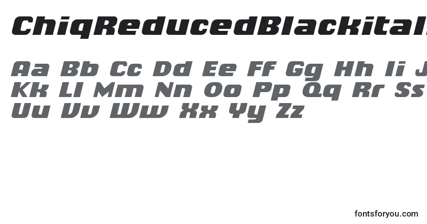 Шрифт ChiqReducedBlackitalic – алфавит, цифры, специальные символы