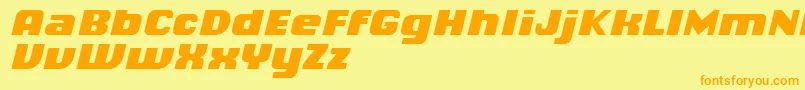 ChiqReducedBlackitalic-Schriftart – Orangefarbene Schriften auf gelbem Hintergrund
