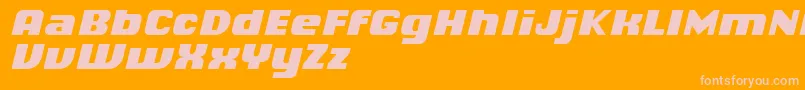 ChiqReducedBlackitalic-fontti – vaaleanpunaiset fontit oranssilla taustalla