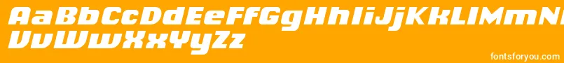 ChiqReducedBlackitalic-fontti – valkoiset fontit oranssilla taustalla