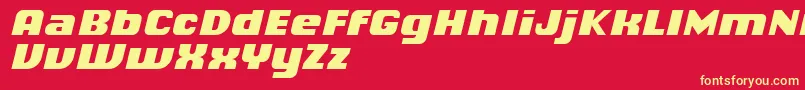 Fonte ChiqReducedBlackitalic – fontes amarelas em um fundo vermelho