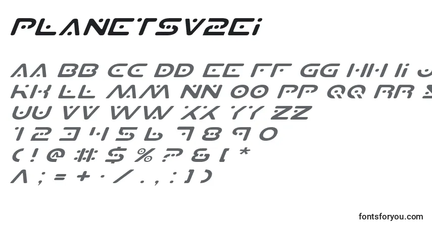 Schriftart Planetsv2ei – Alphabet, Zahlen, spezielle Symbole