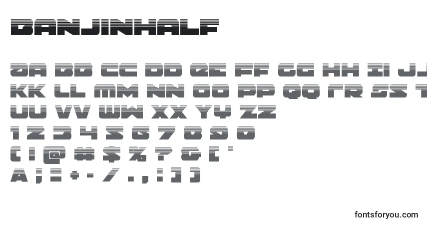 Czcionka Banjinhalf – alfabet, cyfry, specjalne znaki