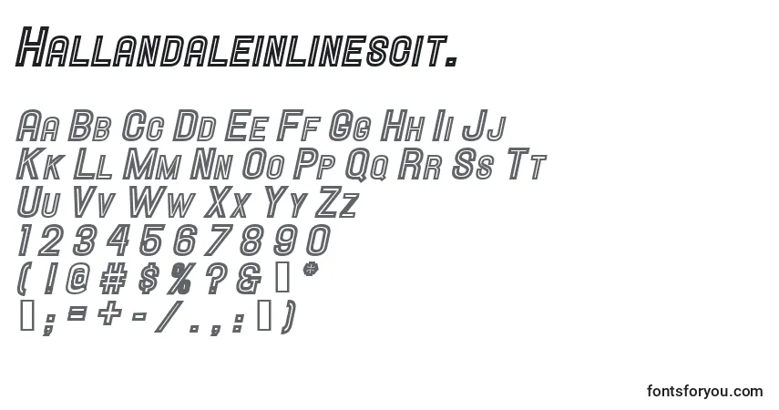A fonte Hallandaleinlinescit. – alfabeto, números, caracteres especiais