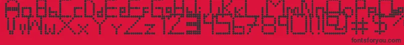 Fonte Retrovolution – fontes pretas em um fundo vermelho