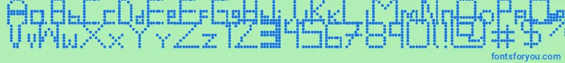 フォントRetrovolution – 青い文字は緑の背景です。