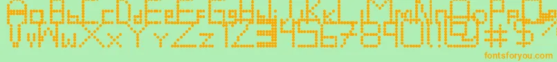 Retrovolution-Schriftart – Orangefarbene Schriften auf grünem Hintergrund
