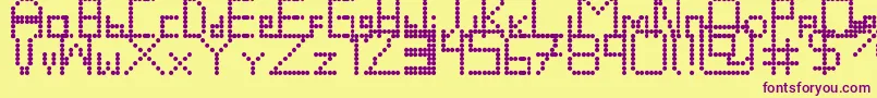 Retrovolution Font – Purple Fonts on Yellow Background