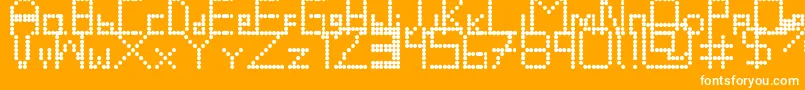Retrovolution-Schriftart – Weiße Schriften auf orangefarbenem Hintergrund