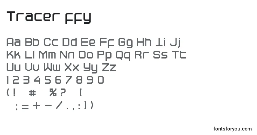Schriftart Tracer ffy – Alphabet, Zahlen, spezielle Symbole