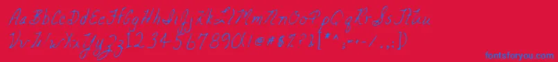 Lehn047 Font – Blue Fonts on Red Background