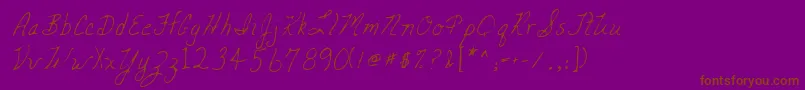 Lehn047-Schriftart – Braune Schriften auf violettem Hintergrund