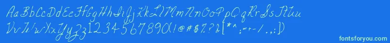 Lehn047-Schriftart – Grüne Schriften auf blauem Hintergrund