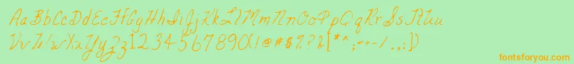Lehn047 Font – Orange Fonts on Green Background