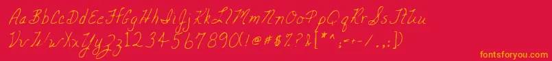 Weitere Informationen zur Lehn047-Schriftart Lehn047-Schriftart – Orangefarbene Schriften auf rotem Hintergrund