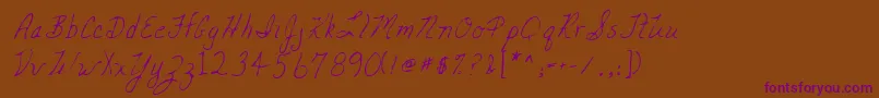 フォントLehn047 – 紫色のフォント、茶色の背景