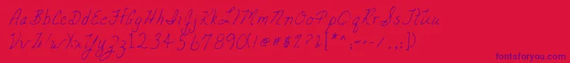 フォントLehn047 – 赤い背景に紫のフォント