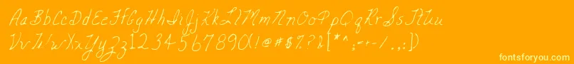 Lehn047-Schriftart – Gelbe Schriften auf orangefarbenem Hintergrund