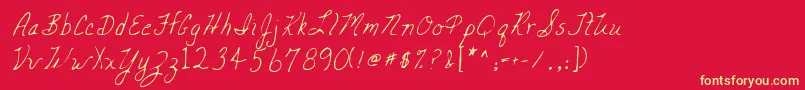 フォントLehn047 – 黄色の文字、赤い背景