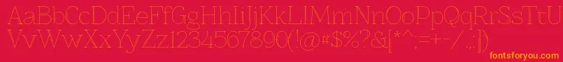 Znikomitno25-Schriftart – Orangefarbene Schriften auf rotem Hintergrund