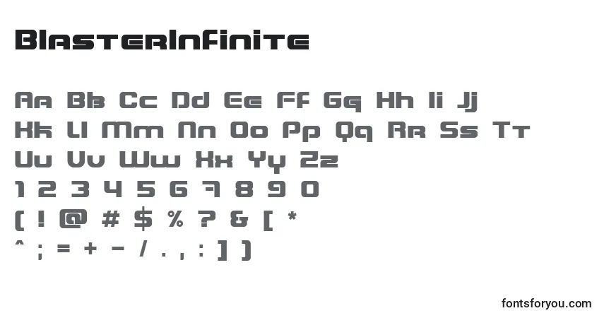 Czcionka BlasterInfinite – alfabet, cyfry, specjalne znaki