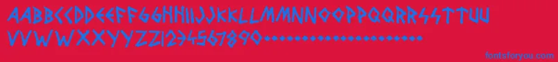 WolvesAndRuin Font – Blue Fonts on Red Background