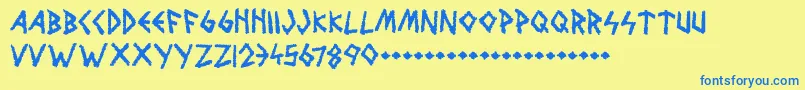 WolvesAndRuin Font – Blue Fonts on Yellow Background