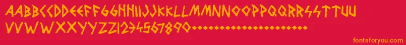 Fonte WolvesAndRuin – fontes laranjas em um fundo vermelho