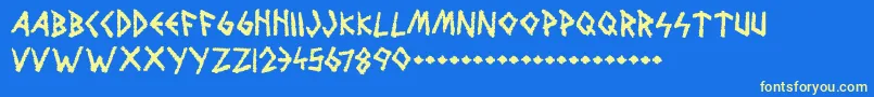 WolvesAndRuin Font – Yellow Fonts on Blue Background