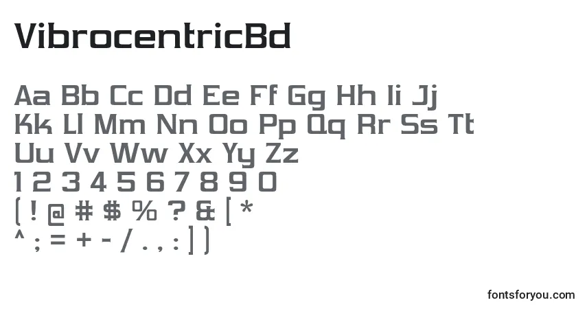 Шрифт VibrocentricBd – алфавит, цифры, специальные символы