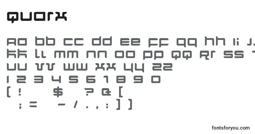 A fonte Quarx – alfabeto, números, caracteres especiais