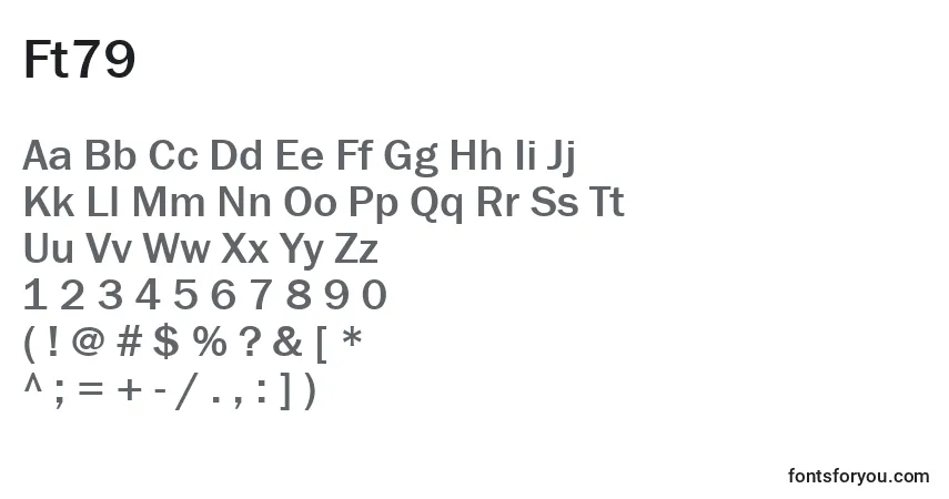 Czcionka Ft79 – alfabet, cyfry, specjalne znaki