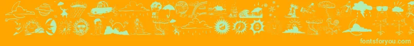 Meteosat Font – Green Fonts on Orange Background