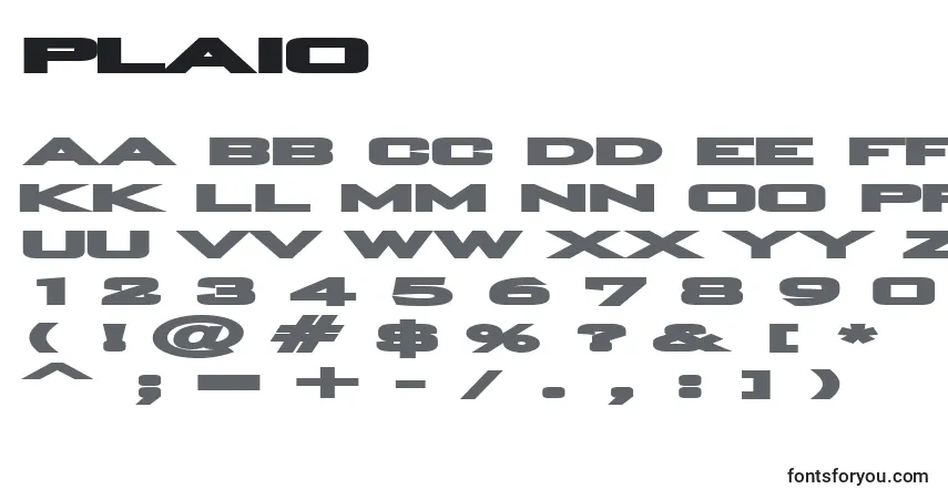 Schriftart Plaio – Alphabet, Zahlen, spezielle Symbole