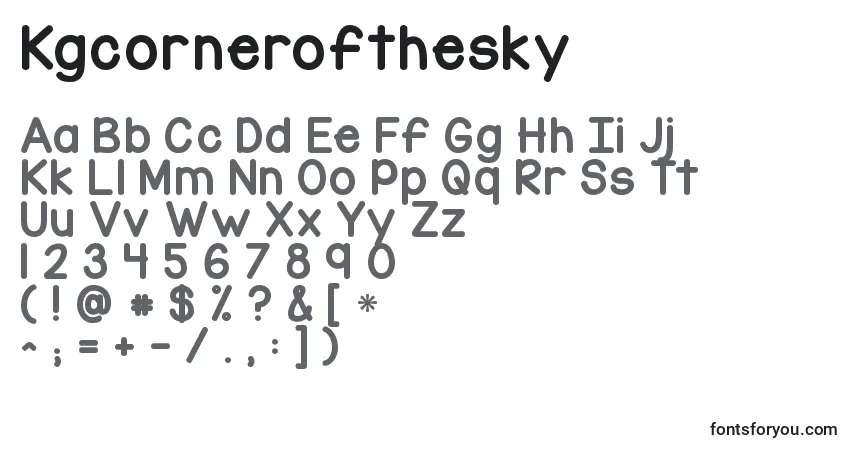 A fonte Kgcornerofthesky – alfabeto, números, caracteres especiais